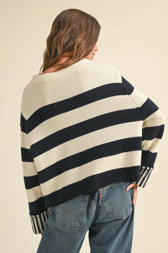 Black/White Striped Sweater Top
