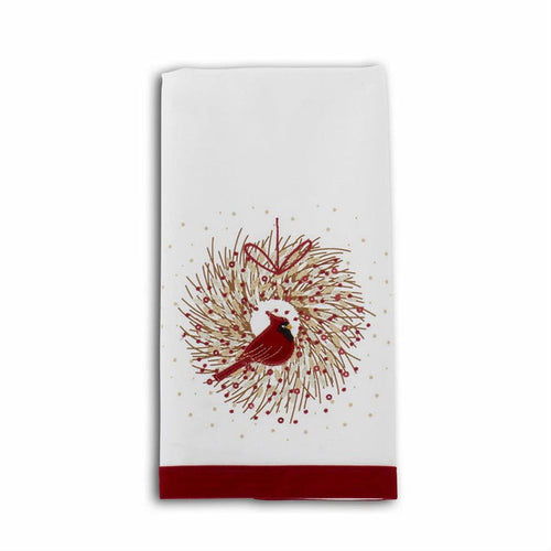 Cardinal Wreath Towel with Sequins