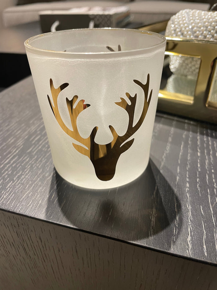 Christmas seasonal voitive with Stag logo 8 cm REDUCED-Renaissance Design Studio