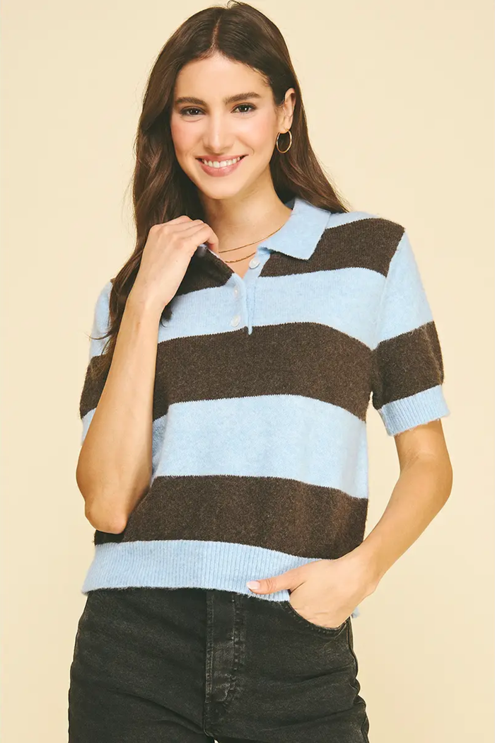 Color Block Collar Knit Sweater