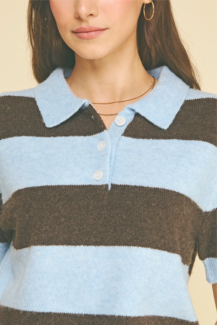 Color Block Collar Knit Sweater