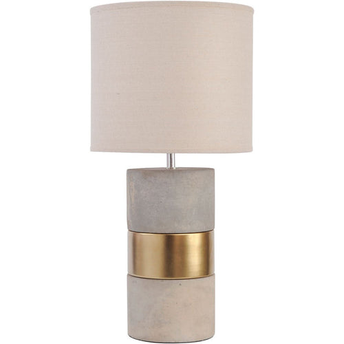 Concrete and gold table lamp w shade REDUCED sold in pairs only-Renaissance Design Studio
