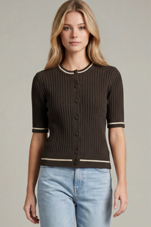 Contrast Knit Cardigan