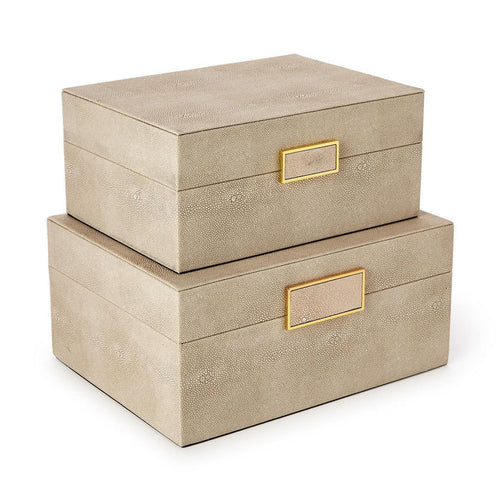 Cream Shagreen Boxes