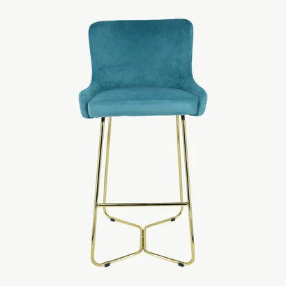 Crown Keri velvet bar stool with gold legs in mink or teal-Renaissance Design Studio