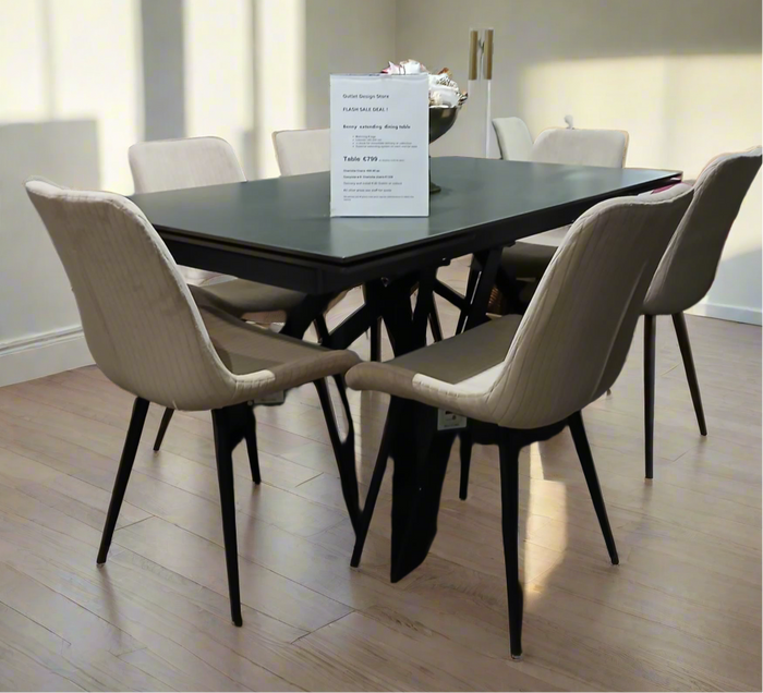 Darrell fabric dining chair in natural stone colour-Renaissance Design Studio