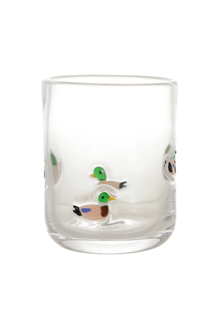 Drinking Glass W/ Embedded Mallards - 16oz