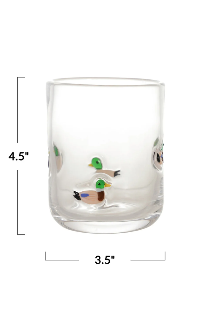 Drinking Glass W/ Embedded Mallards - 16oz