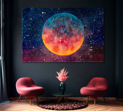 Fantasy Moon Modern Wall Art Decor Canvas Printing-1Panel - BlueArtDecor
