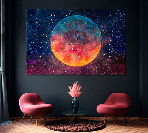 Fantasy Moon Modern Wall Art Decor Canvas Printing-1Panel - BlueArtDecor