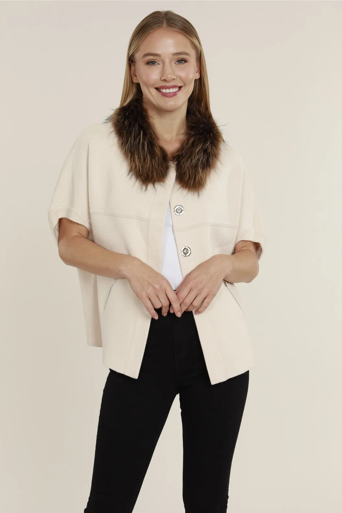 Faux Fur Trim Cardigan