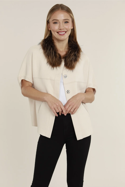 Faux Fur Trim Cardigan