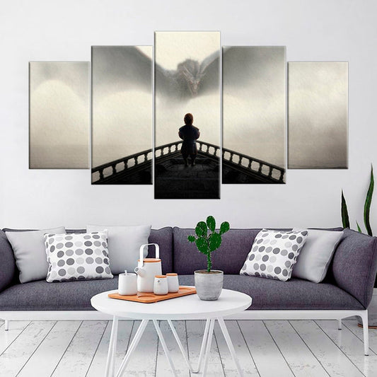 Game Of Thrones Lannister With Dragon Wall Art Frame Canvas Printing Decor - BlueArtDecor