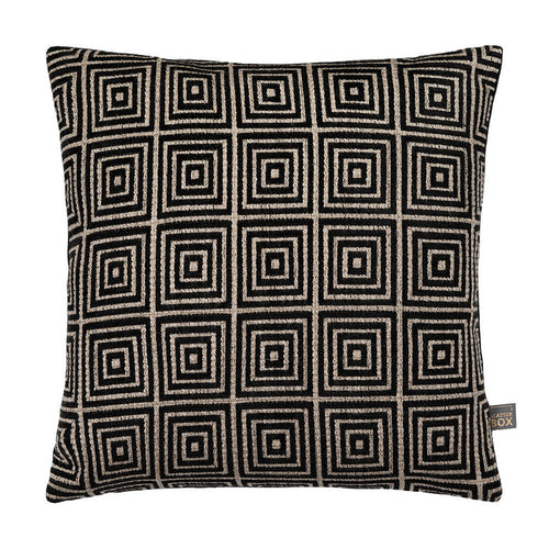 Geo Mosaic Cushion feather filled in Black and gold-Renaissance Design Studio