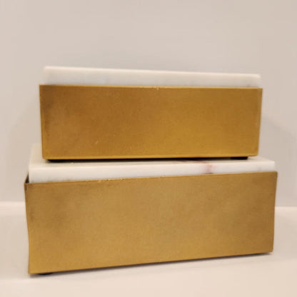 Gold Metal Box with Marble Lid