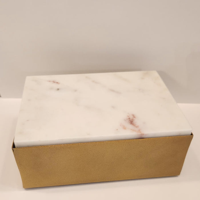 Gold Metal Box with Marble Lid