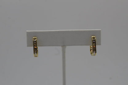 Gold Plated Cubic Zirconia Rectangle Hoop Earrings