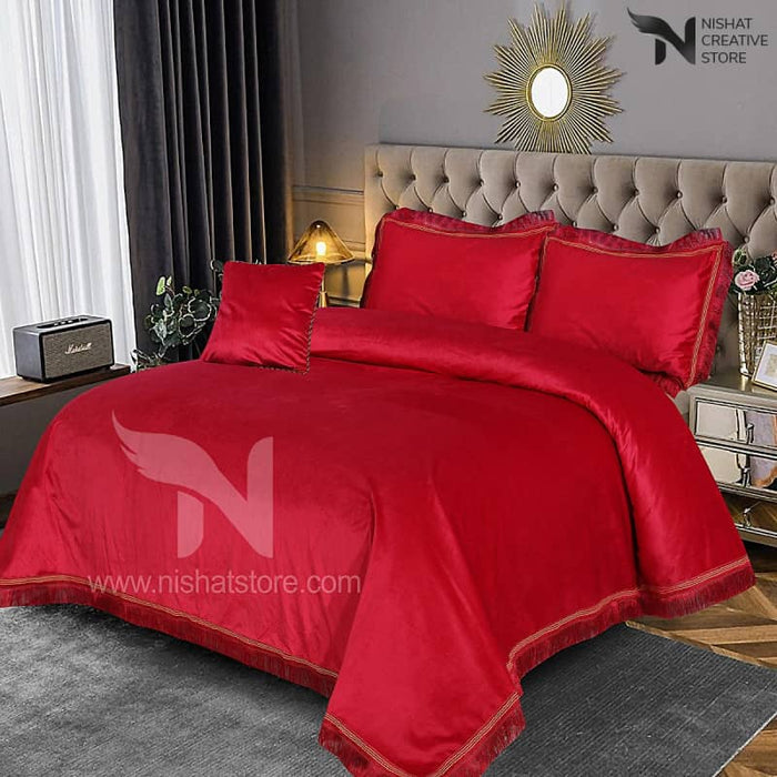Heavy Velvet Bed Sheet Set – 4 Pcs Design 539 - Nishat Creative Store
