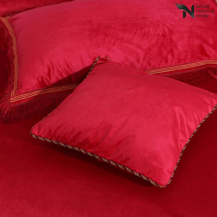 Heavy Velvet Bed Sheet Set – 4 Pcs Design 539 - Nishat Creative Store