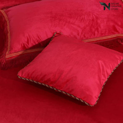 Heavy Velvet Bed Sheet Set – 4 Pcs Design 539 - Nishat Creative Store