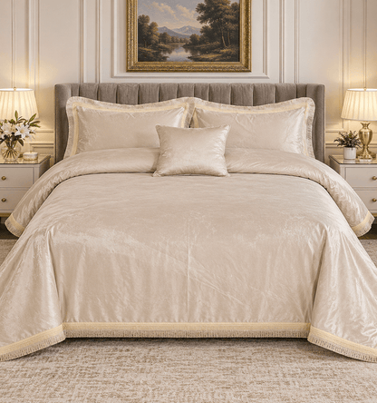Heavy Velvet & Leather Bed Sheet Set – 4 Pcs Design #547 - Nishat Creative Store