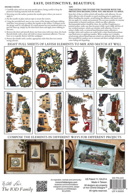IOD Decor Transfer A Cotswold Christmas 8"x12" 8-Pages Pad by Iron Orchid Designs