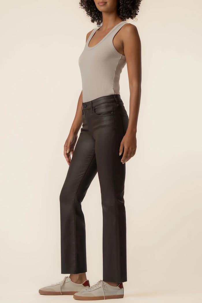 Kelsey Ankle Flare Coated Pant- Chocolate
