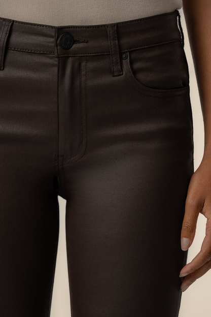 Kelsey Ankle Flare Coated Pant- Chocolate