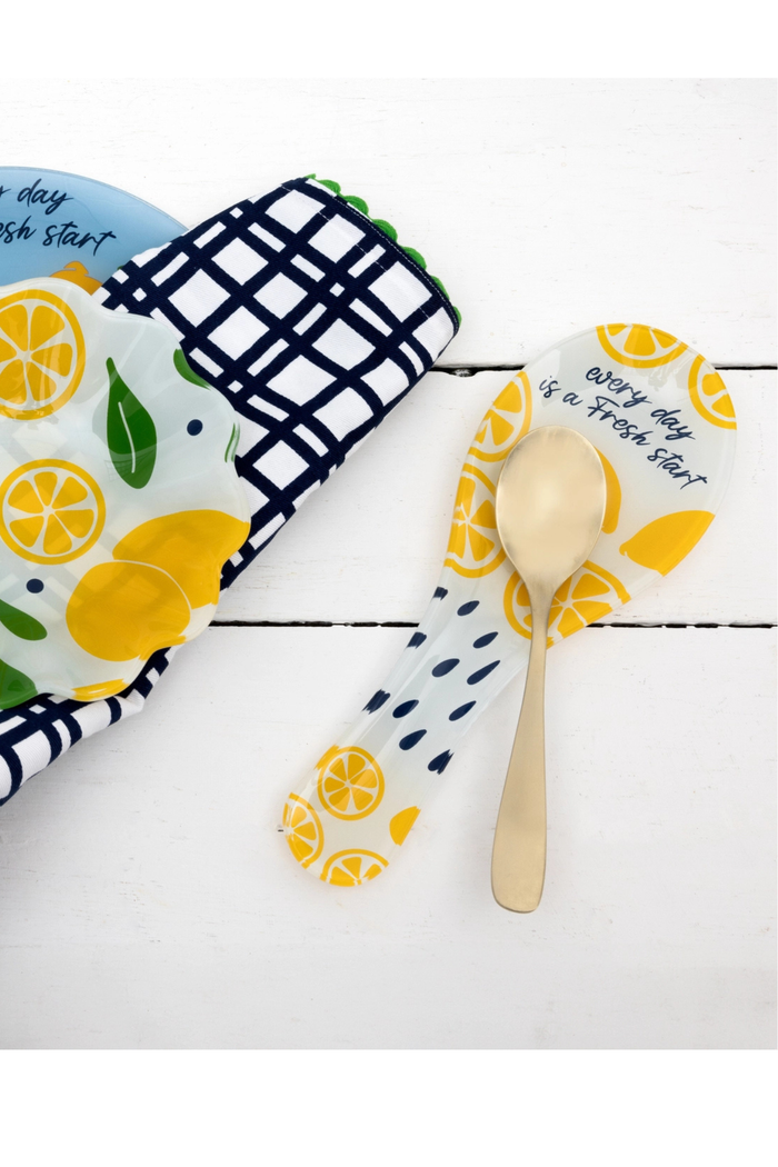 Lemons 9.25" Glass Spoon Rest