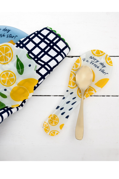 Lemons 9.25" Glass Spoon Rest