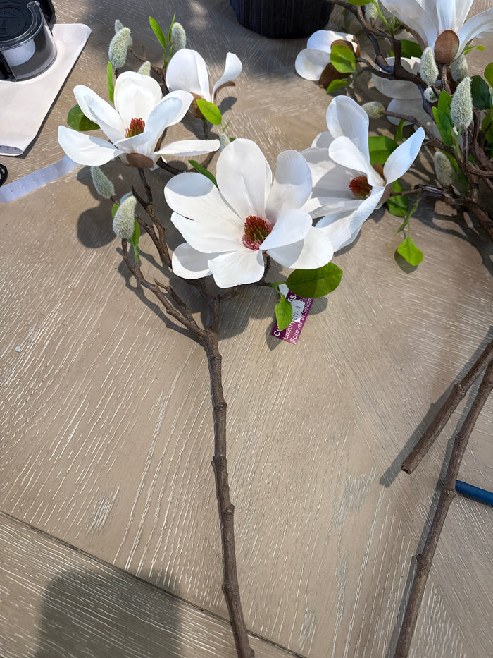 Magnolia flower w 3 heads & buds-Renaissance Design Studio