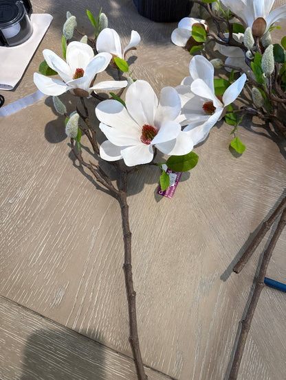 Magnolia flower w 3 heads & buds-Renaissance Design Studio