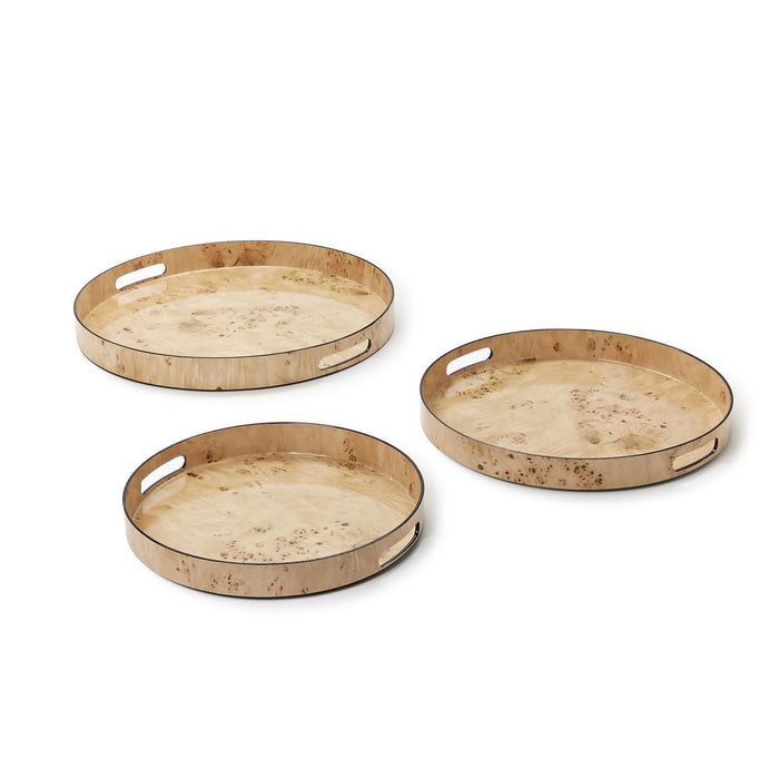 Med Burled Wood Round Tray