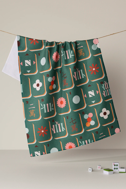 Moss Tile Toss Tea Towel