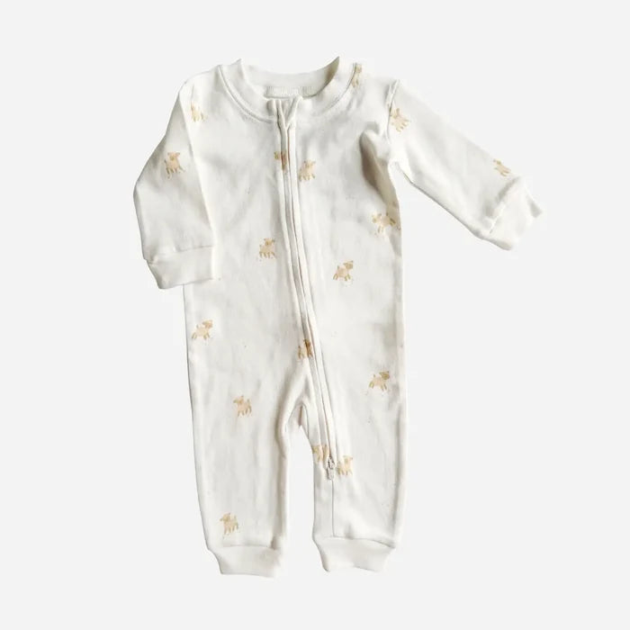 Organic Layette Zipper Romper Lamb