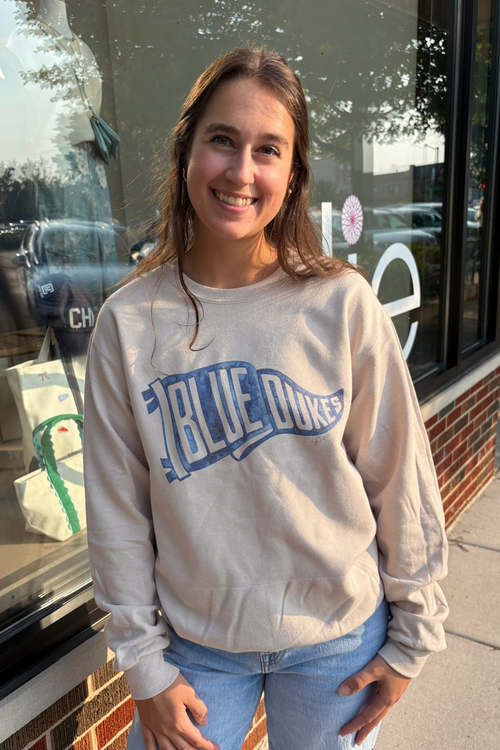 Pennant Crewneck/Blue Dukes
