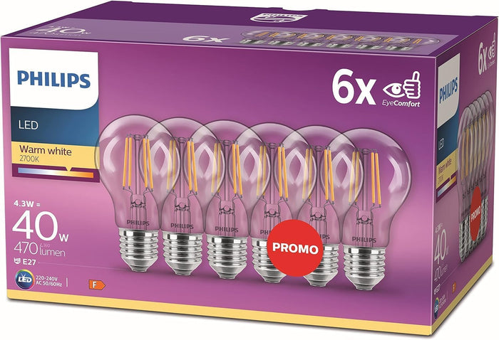 Philips Premium LED Bulbs E27. 4.3/40w warm white-Renaissance Design Studio