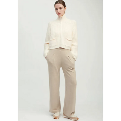 Pocket Detailed Crop Knit Jacket