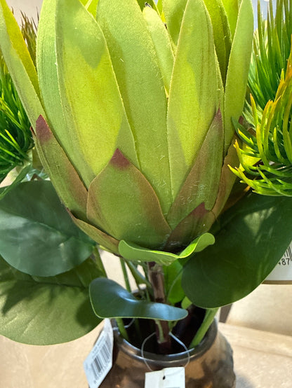 Protea single stem green-faux plants-Renaissance Design Studio
