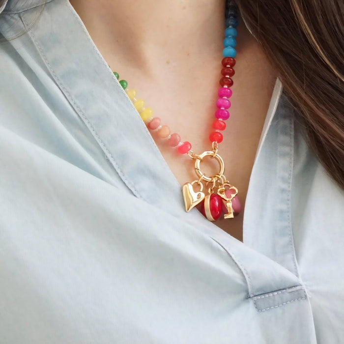 Puffy Heart Charm in Shiny Gold