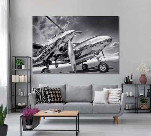 Retro Classic Airplane Wall Art Decor Canvas Printing-1Panel - BlueArtDecor