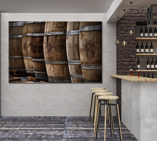 Retro Whiskey Barrel Wall Art Decor Frame Canvas Printing-1Panel