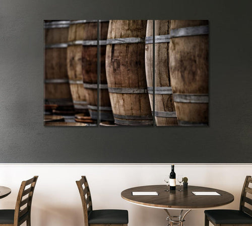 Retro Whiskey Barrel Wall Art Frame Canvas Printing Decor-3Panels - BlueArtDecor