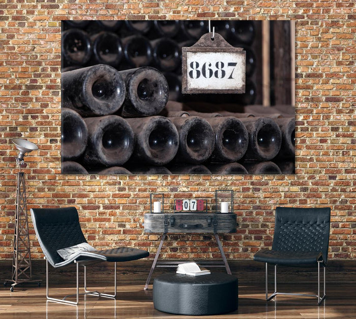 Retro Wine Bottles Wall Art Decor Frame Canvas Printing-1Panel - BlueArtDecor