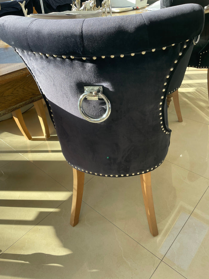 Rocha dining chairs with knocker in charcoal linen reduced set of 2-Renaissance Design Studio