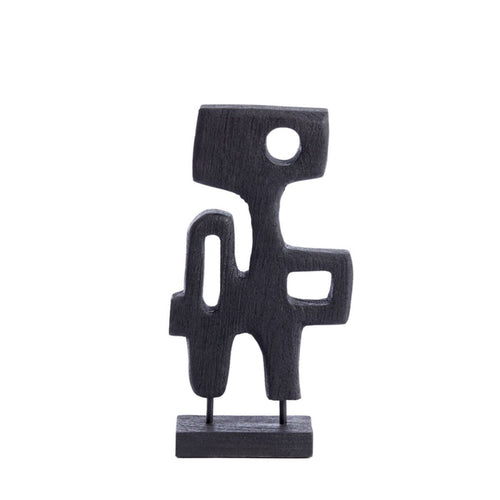 Sally Abstract Wood Matt Black Ornament-Renaissance Design Studio