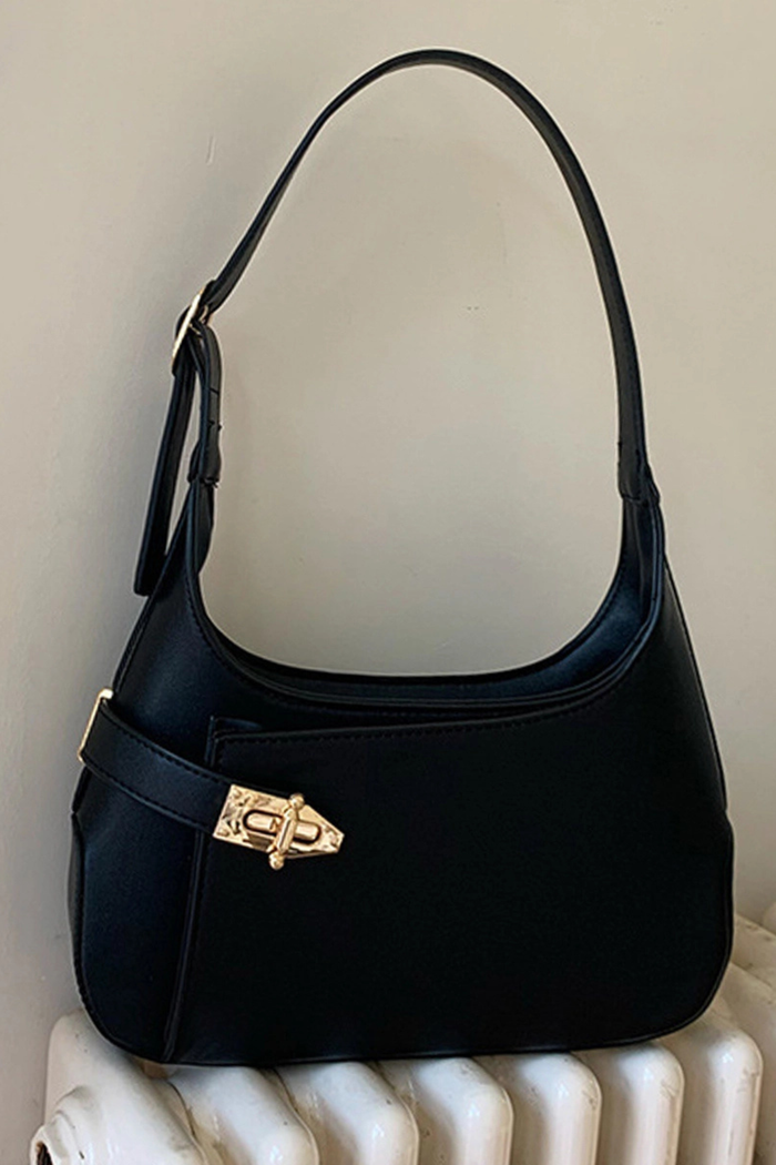 Shoulder Bag w/ Gold Detail Black