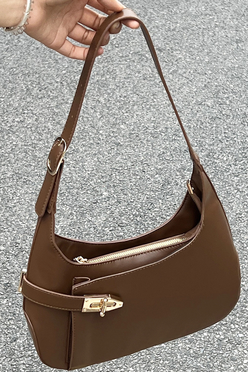 Shoulder Bag w/ Gold Detail Brown