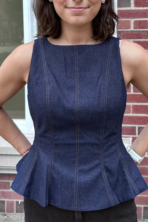 Sleeveless Denim Peplum Top