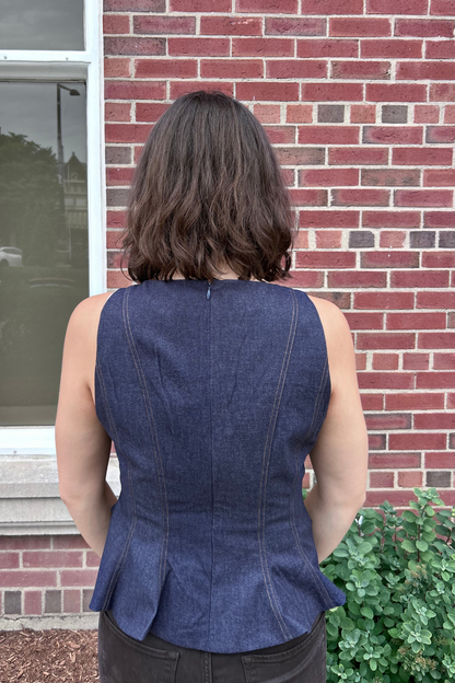 Sleeveless Denim Peplum Top